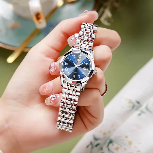 Miniatura 4 de OLEVS Reloj de pulsera para mujer, pequeño reloj de pulsera de acero inoxidable para mujer, reloj analógico de cuarzo para mujer