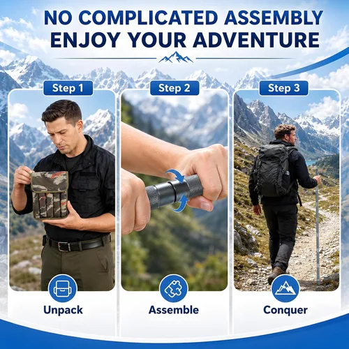 Miniatura 5 de aiGear H2 Survive Tactical Walking Stick Multi Tool – 7-in-1 Survival Hiking Staff, Adjustable Trekking Poles for Men, Outdoor Self Defense Stick