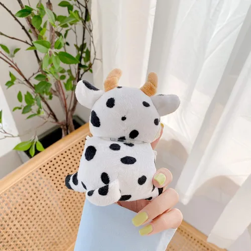 Miniatura 4 de Bonita funda de felpa suave de piel de vaca Moo de peluche con clip Keychian