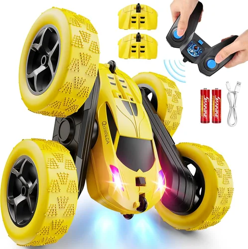 Miniatura 7 de QUNREDA Coches RC, Coche de Control Remoto Rosa para Niñas, 2.4 GHZ Coche de Acrobacias RC de Doble Cara Giratorio 360° Control Remoto Crawler