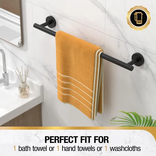Miniatura 5 de HITSLAM Toallero negro mate de 19.8 pulgadas para baño, toallero de baño de acero inoxidable SUS304 montado en la pared, moderno soporte de toalla