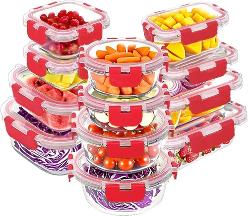 Miniatura 9 de VERONES Juego de 12 paquetes de recipientes de vidrio para almacenar alimentos, recipientes de vidrio herméticos para almuerzos, recipientes