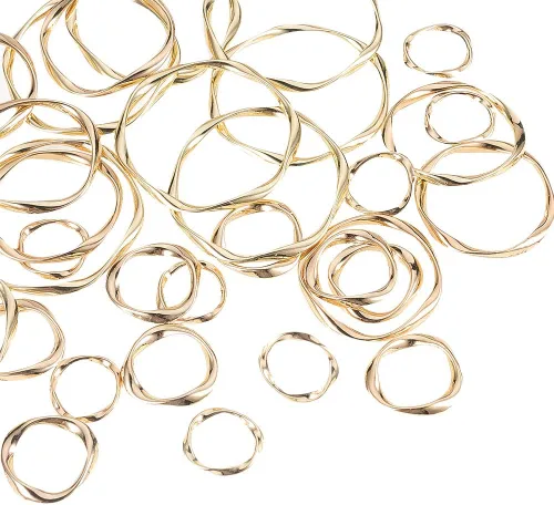 Miniatura 5 de PH PandaHall 32 piezas de 4 tamaños de anillo de enlace giratorio de aleación de metal para círculos de joyería para aretes, collares, pulseras