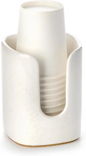 Miniatura 9 de Dispensador de tazas de baño cuadrado de cerámica de 5 onzas para niños y embarazo, soporte de papel desechable para enjuague bucal en encimera