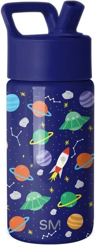 Miniatura 28 de Simple Modern Botella de agua para niños con tapa con pajilla, vaso aislado de acero inoxidable de 14 onzas para niños y a prueba de derrames