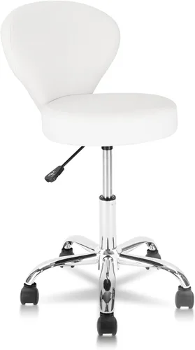 Miniatura 15 de KLASIKA Silla giratoria de cuero con soporte para la espalda, asiento hidráulico ajustable, altura de 22 pulgadas, para oficina, masaje, facial