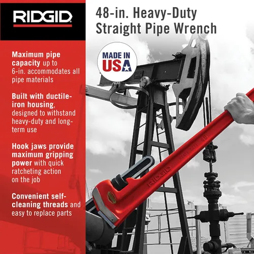 Miniatura 3 de RIDGID 31040 Model 48 Heavy-Duty Straight Pipe Wrench, 48-inch Plumbing Wrench