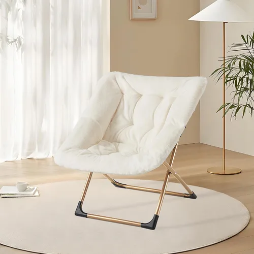 Miniatura 8 de Youtanic Comfy - Silla tipo platillo de gran tamaño, silla de lectura de piel sintética suave para adultos, marco de metal XL estable y almohadilla
