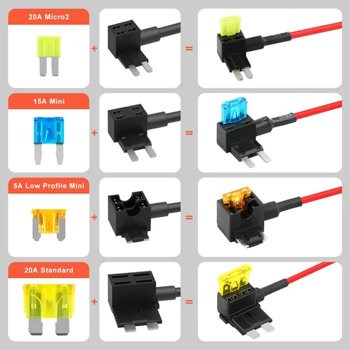 Miniatura 6 de Zhushan Paquete de 12 grifos de fusibles de 12 V, 4 tipos (Ato, Atc, Atm, Apm) con grifos de fusibles estándar, mini, micro2 y de bajo perfil