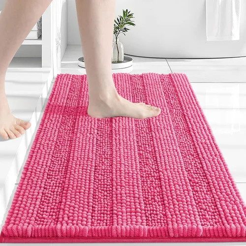 Miniatura 221 de Grandaily Alfombras de baño de felpilla a rayas de 24 x 16 pulgadas, extra gruesas y suaves, absorbentes, parte trasera de goma, alfombra de ducha