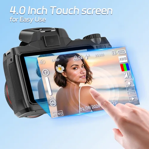 Miniatura 3 de Dsoon Cámara digital, cámaras 4K de 64MP para fotografía con pantalla táctil de 4 pulgadas, zoom digital 18X, enfoque automático de fotografía