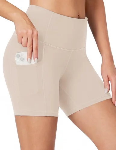 Miniatura 9 de Heathyoga Pantalones cortos de ciclismo para mujer, control de abdomen, pantalones cortos de entrenamiento de 5 pulgadas con bolsillos, cintura