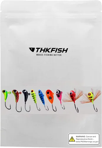 Miniatura 6 de THKFISH Plantillas de pesca en hielo Señuelos de pesca en hielo Equipo de pesca en hielo Kit de aparejos de pesca pequeños Crappie Panfish Jigs