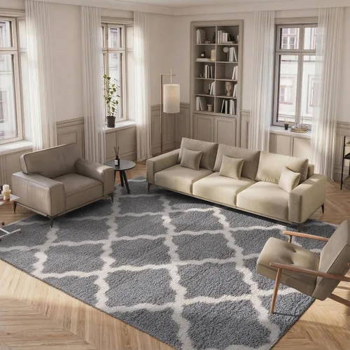 Miniatura 40 de Safavieh - Dallas Shag Collection SGD257A - Alfombra de área con diseño de enrejado de 10 x 14 pies