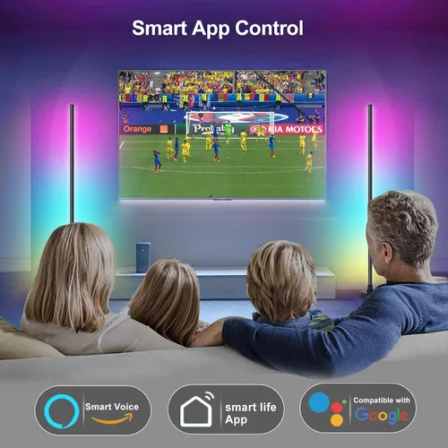 Miniatura 3 de Lámpara de pie de esquina, lámpara de esquina LED RGB con sincronización de música, aplicación inteligente y control remoto, luz ambiental que