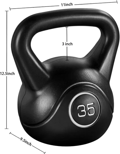 Miniatura 3 de Yaheetech Pesas rusas de 35 libras, para hombres y mujeres, gimnasio en casa, equipo de ejercicio y fitness con base plana ancha y agarre