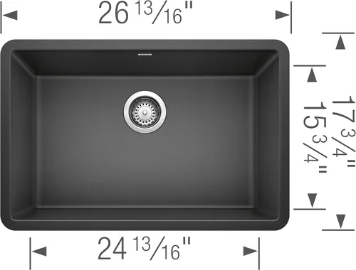 Miniatura 2 de BLANCO, Antracite 522259 PRECIS SILGRANIT Fregadero de cocina de montaje inferior de tazón único