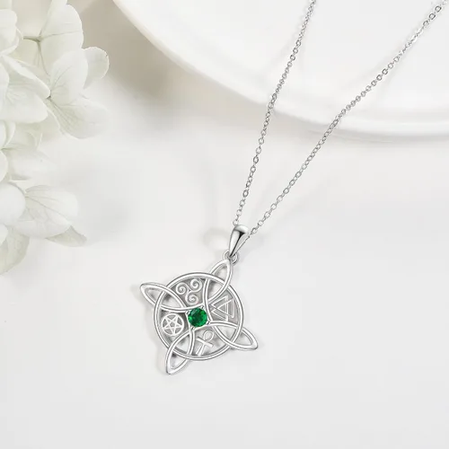 Miniatura 46 de YAFEINI Collar con dije de nudo de bruja de plata de ley, amuleto de bruja de cruz celta, regalo para mujer