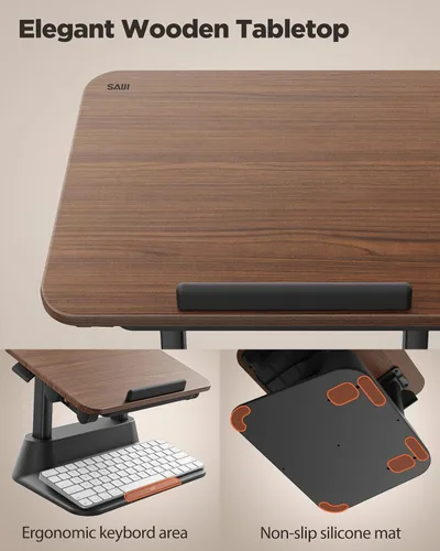 Miniatura 6 de SAIJI Soporte para computadora portátil para escritorio, elevador estable para laptop con alfombrilla de mouse plegable, soporte de computadora