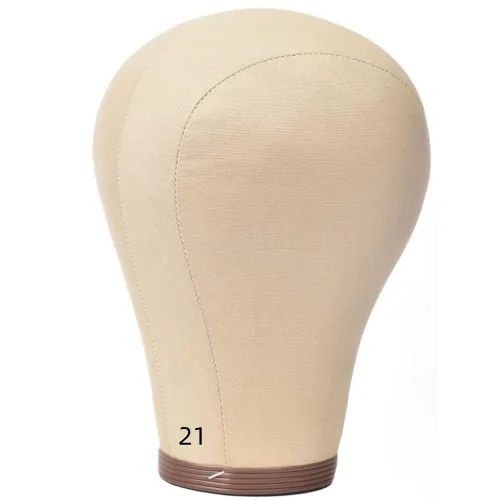 Miniatura 13 de Cabeza de lona para peluca, cabeza de bloque de lona para hacer pelucas, cabeza de maniquí con soporte y agujero de montaje (21 pulgadas)