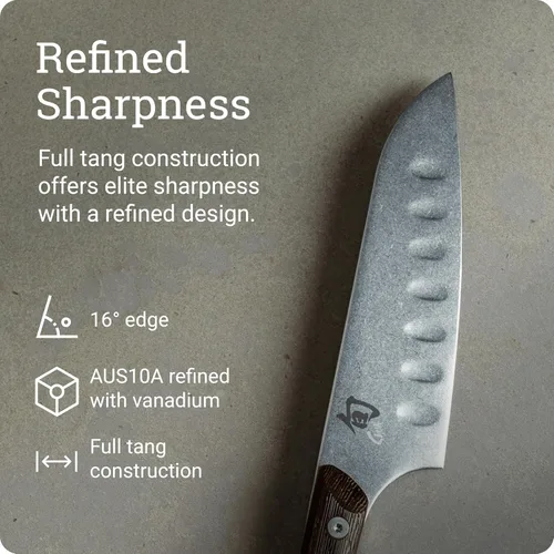 Miniatura 3 de Shun Kanso - Cuchillo Santoku de tierra hueca de 5.5 pulgadas, cuchillo japonés multiusos hecho a mano, hoja de acero inoxidable AUS10A, mango