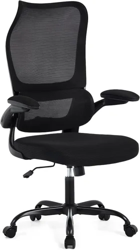 Miniatura 9 de Silla de oficina ergonómica, silla de escritorio de malla transpirable con respaldo alto para computadora con soporte lumbar ajustable y Negro