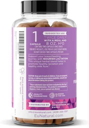 Miniatura 9 de Eu Natural Suplemento nutritivo para lactancia, apoyo posparto para un flujo y producción de leche saludables, cápsulas de fenogreco para mujeres