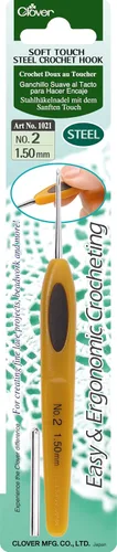 Miniatura 10 de Clover - Agujas de crochet de acero con tacto suave, No. 14/0.50mm (1027)