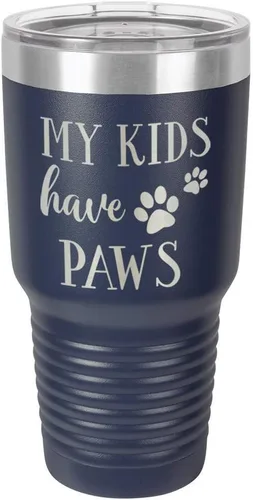 Miniatura 16 de Vaso grabado con texto en inglés "MY KIDS HAVE PAWS Engraved 30oz de acero con recubrimiento de polvo grabado con láser" taza de viaje de camello