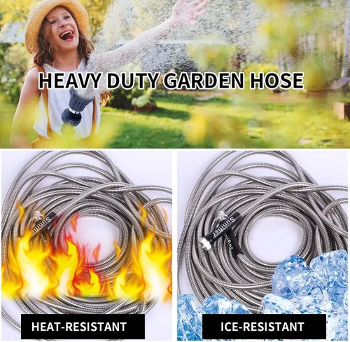 Miniatura 6 de Manguera de Jardín Corta de Metal de 1 Pie - Manguera de Agua Flexible de Acero Inoxidable Conector - Manguera Pequeña Liviana con Conexiones