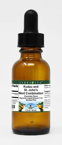 TerraVita Kudzu and St. John's Wort - Extracto líquido combinado de glicerita (1:5), sabor a chocolate (1 oz, ZIN: 522655)