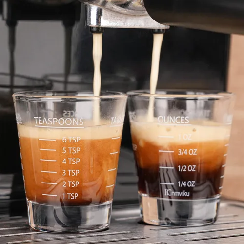 Miniatura 2 de BCnmviku -Vasos corto, taza medidora, taza de espresso, Líquido, vidrio pesado, vaso de vino 2 juegos de 26, para medición gradual 1 onza, 6 Blanco