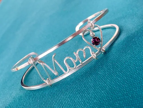 Miniatura 5 de Personalized Silver, Gold or Rose Gold Mom, Mother, Mommy, Grandma, Nana, Couples Bracelet with Birthstones and Hearts~Multiple Children's Names