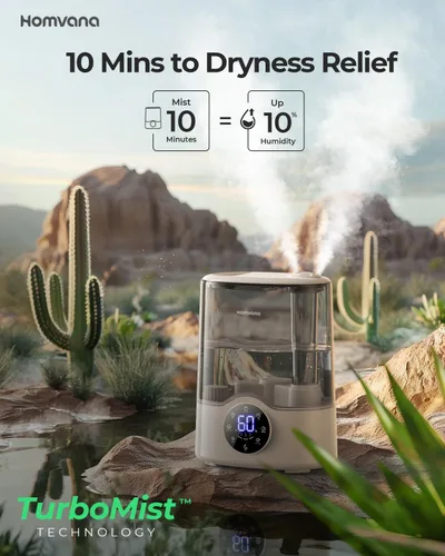 Miniatura 2 de Homvana Humidificador para habitación grande, 7 L (807 pies ²), niebla inteligente cálida y fría, humidificadores de llenado superior