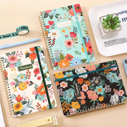 Miniatura 7 de Cuaderno Chopet - Paquete de 3 cuadernos en espiral A5 con líneas, cuaderno de 8.3" x 6" con papel grueso, cuaderno de diario clásico con rayas