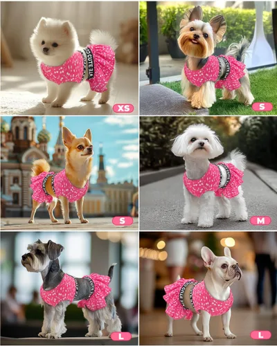 Miniatura 6 de CuteBone Vestido deportivo de dos piezas para perros Athleisure con estampado de leopardo, falda rosa para cachorros, ligera, para perros pequeños