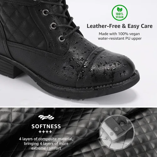 Miniatura 29 de STQ Botas de combate con cordones para mujer