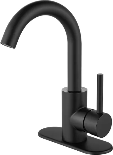Midanya Grifo de baño de 1 o 3 agujeros, mango único, adecuado para bar, cocina, RV, tocador, acero inoxidable 304, boquilla giratoria de cuello de