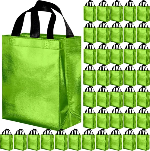 Miniatura 9 de BLEWINDZ 100 bolsas de regalo reutilizables medianas con asas - Ideales para obsequios de fiestas y bolsas de compras (10 colores)
