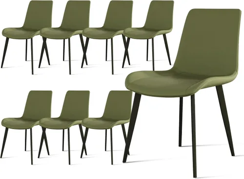 Miniatura 27 de Juego de 4 sillas de comedor, modernas sillas de comedor tapizadas de piel sintética con patas de metal resistentes y respaldo cómodo, sillas Marrón