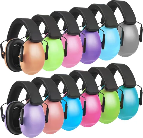 Miniatura 7 de Amylove 12 unidades de protección auditiva para adultos y niños, auriculares con cancelación de ruido, orejeras de tiro a granel con reducción