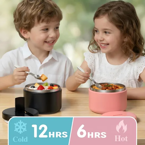 Miniatura 6 de LOHASOK Termo de sopa infantil de 12 onzas para comida caliente, tarro de comida aislado al vacío con tapa de hebilla, de acero inoxidable, boca