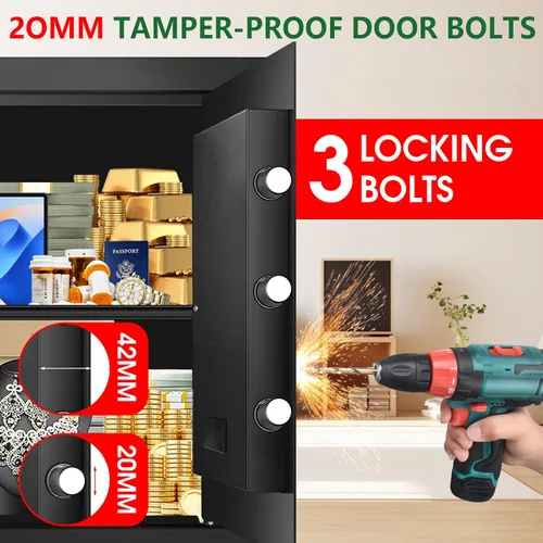 Miniatura 6 de Cajas fuertes grandes de 3.4 pies cúbicos para el hogar, resistente al agua y al fuego con teclado digital y cerradura de llave, cajas fuertes