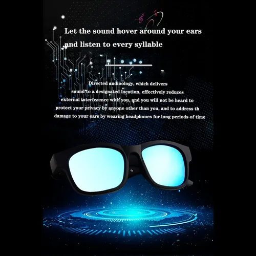 Miniatura 4 de IVY Lentes inteligentes, lentes de sol de audio inalámbricos Bluetooth con auriculares abiertos y llamadas manos libres, color negro glamour