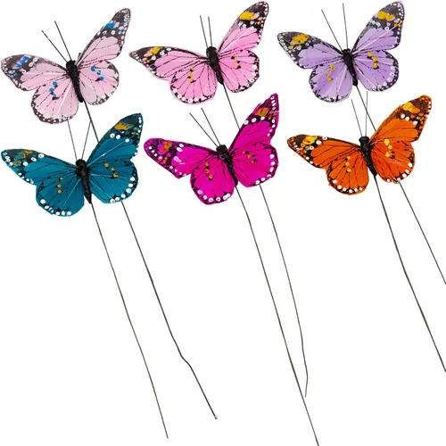 Juego de 12 vibrantes mariposas multicolor con clip, decoración del hogar, fotos florales para fiestas, primavera, decoración del hogar, fotos