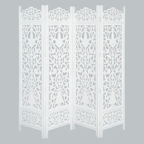 Miniatura 10 de Lightnpro 4 Panel Majestic Wooden Room Divider 64"(W) x 48"(H) Hand-Carved Folding Privacy Screen, Pre-Assembled Decorative Partition for Living