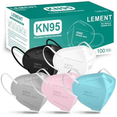 Miniatura 16 de LEMENT 50 unidades, Máscaras faciales KN95, Máscaras con 5 capas transpirables con bucles elásticos para el oído, Máscaras de seguridad para polvo