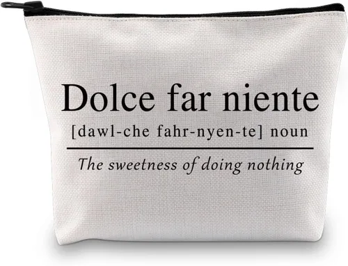GJTIM Bolsa con cremallera de viaje con temática italiana, cita italiana Sweet Doing Nothing, Dolce Far Niente, regalo para amantes de Italia, Bolso