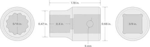 Miniatura 227 de TEKTON Encastre de 3/8 pulgadas x 0.669 in Zócalo de impacto de 12 puntos poco profundo SID12317