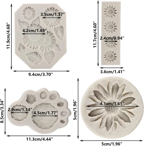 Miniatura 2 de Sijiangmold Moldes de fondant de girasol, molde de silicona para decoración de pasteles, caramelo, pasta de goma de chocolate, manualidades, arcilla